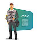 Vector illustration of Fashion man character image