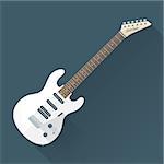vector colored flat design white electric guitar illustration with shadows