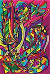 Vector illustration of spiral decorative doodles. Multicolor