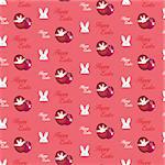 Vector - Happy Easter Rabbit Bunny Pink Seamless Background