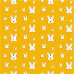 Vector - Happy Easter Rabbit Bunny Orange Seamless Background