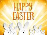 Vector - Happy Easter Rabbit Bunny on Orange Background