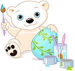 Illustration of Polar Bear decorates Easter egg