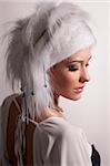 beautiful young woman in a fur hat