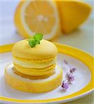 yellow lemon macaron and lemons