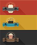 Retro movie theater posters flat design. Eps10 vector illustration. Isolated on white background