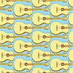 Sketch guitar musical instrument in vintage style, vector seamless pattern