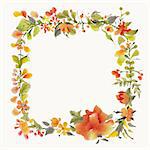 Frame with watercolor flowers. Vector illustration.