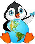 Penguin holds the Earth at Earth Day