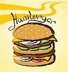 vector hamburger with calligraphic inscription