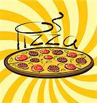 vector pizza with calligraphic inscription and aroma