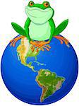 Frog sits on Earth at the Earth Day