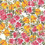 Seamless pattern with watercolor roses. Vector illustration.