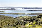 View from town of Monsaraz, on the right margin of the Guadiana River in Alentejo region, near Alqueiva dam and the border with Spain. Portugal