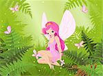 Illustration of cute fairy into magic forest