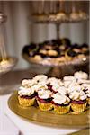 Close-up of Red Velvet Cupcakes on Dessert Table