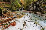 France, Aquitaine, Pyrenees Atlantiques, Rocky bed of Bious river carved by erosion