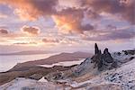 Winter sunrise above the Old Man of Storr on the Isle of Skye, Inner Hebrides, Scotland, United Kingdom, Europe