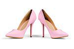 A pair of pink women's heel shoes isolated over white with clipping path.