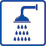 shower icon with many blue water drops