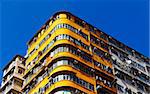 Old apartments in Hong Kong downtown at day