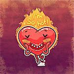 Cute Burning Heart for Humor Valentine's Day Design or T-Shirt Print