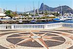 Corcovado Christ the Redeemer Guanabara bay boats yacht compass, Urca, Rio de Janeiro, Brazil