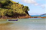 Peacuful Beach Ferradura sea, sand, rock, boat, seagull  in Buzios near Rio de Janeiro, Brazil