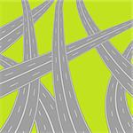 colorful illustration  with  roads on green  background