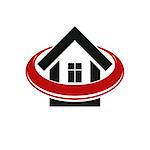 Simple architectural construction - house abstract symbol, can be used for branding in insurance, real estate business and engineering. Corporate symbol, design element.