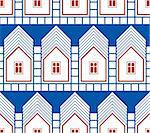 Abstract houses and cottages continuous background, real estate theme.  District idea seamless pattern.