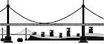 Ilustration of a suspension cable bridge, black silhouette