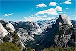 Panoramic view of the Half Dome at the Yosemite Valley.