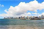 Beach Praia da Costa, sea, blue sky,clouds, buildings, Vila Velha, Espirito Santo, Brazil