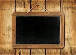 Blackboard on a old wood wall background texture