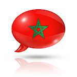 three dimensional Morocco flag in a speech bubble isolated on white with clipping path