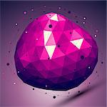 Purple geometric vector abstract 3D complicated lattice backdrop, lilac deformed conceptual gemstone illustration.
