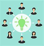 Illustration group of business people gather together, process of generating idea - vector