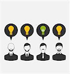 Illustration business people with light bulbs as a concept of new ideas - vector