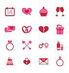 Illustration trendy flat icons for Valentines Day, design elements, isolated on white background - vector