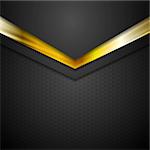 Technology corporate background with gold color arrows. Vector illustration