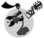 Mascot Illustration Featuring a Music Note Playing the Guitar