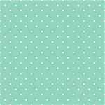 Seamless vector pattern with white polka dots on a retro vintage mint green background. For desktop wallpaper, web design, cards, invitations, wedding or baby shower albums, backgrounds, arts and scrapbooks