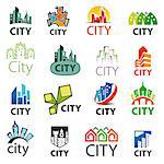 big set of vector logos cities