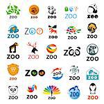 big set of vector logos zoo