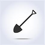 simple shovel icon gray silhouette in vector