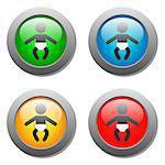 Baby icon set on glass buttons. Vector illustration