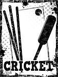 Dirty cricket poster background, vector illustration