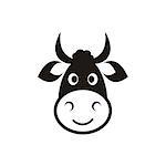 Cute black vector cow head icon on white