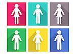 Man and woman colorful flat icons long shadow